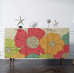 Комод "Berber" с двумя дверками и ящиками принт 5 арт BB17/Print_05 в интерьере