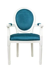 Мягкий стул с подлокотниками Volker Arm Blue and White в интерьере