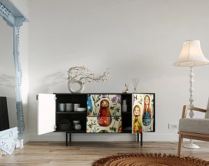 купить Комод две дверки и три ящика "Emerson" Матрешки арт EM08/Art04