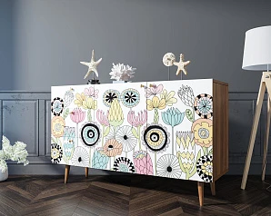 Комод "Berber" с двумя дверками и ящиками принт 3 арт BB17/Print_03 в интерьере