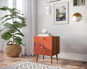 купить Тумбочка "Berber" с двумя ящиками 49 принт арт BB03/Print_49, разноцветная