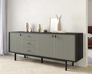 Комод с тремя дверками и тремя ящиками "Emerson" арт EM07/gray/L