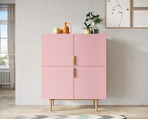 фото Большой комод с четырьмя дверками "Line" LN03/GR1/pink в интерьере