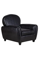 Кресло кожаное широкое Flog черное в интерьере